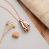 Krystal Couture Sparkly Triple Round Necklace in Rose Gold Adorned with Swarovski Crystals