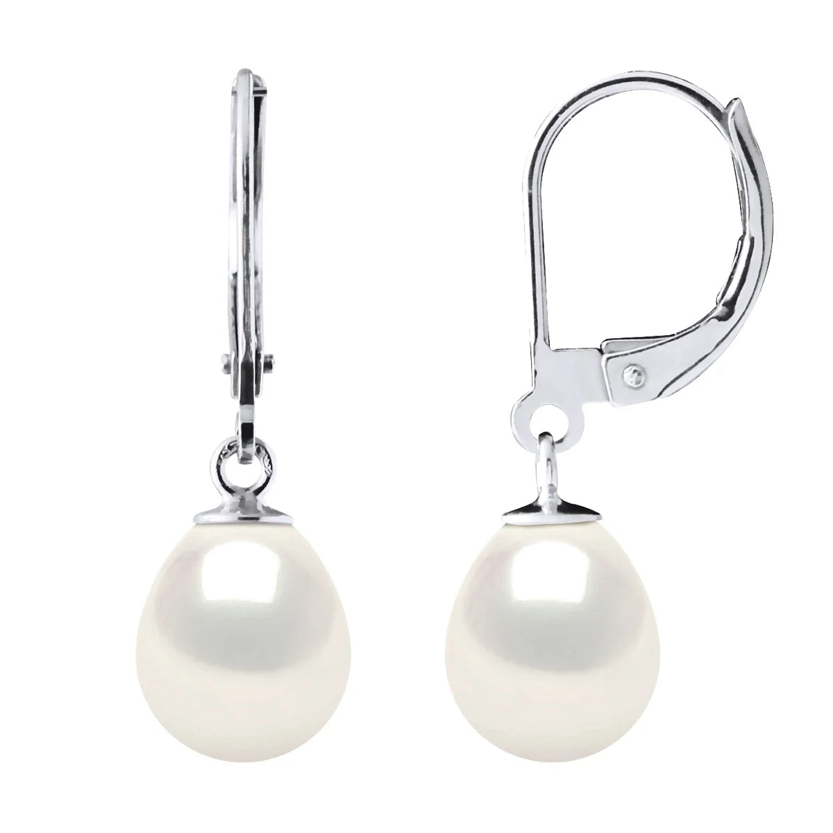 Drop Earrings Freshwater Pearl White White Gold 8-9mm