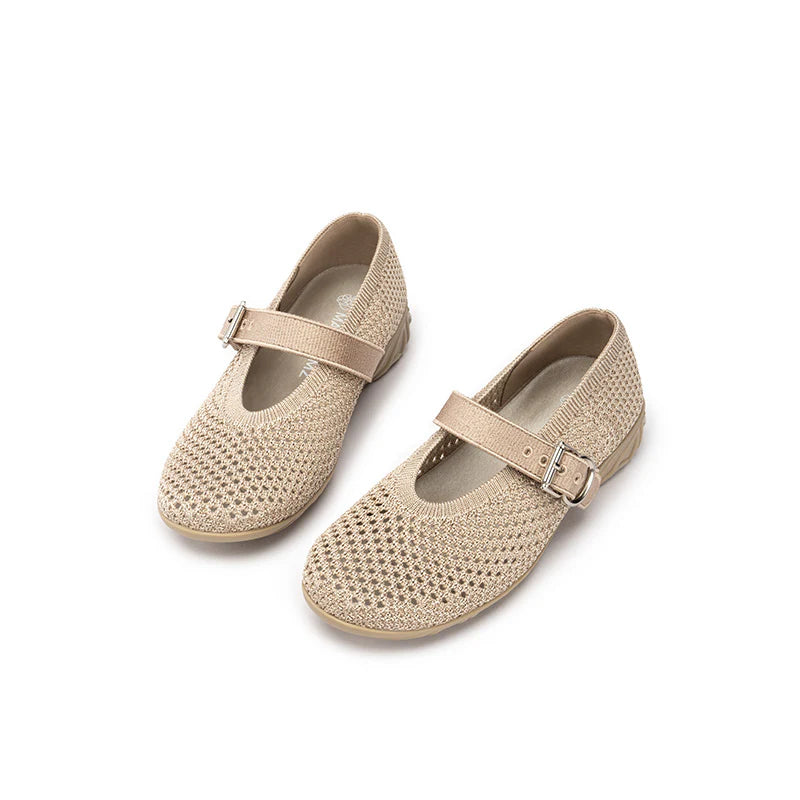 Heart Cutout Breathable Mesh Mary Jane Wedges - Sand