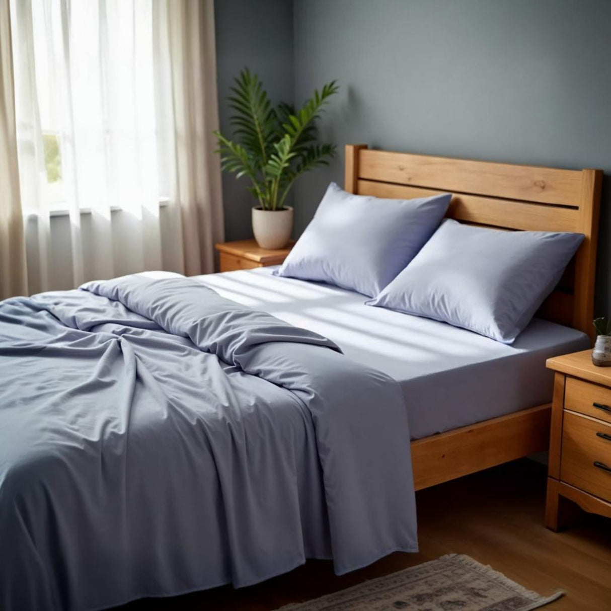Royal Comfort Bamboo Cooling 2000TC Sheet Set-Light Blue