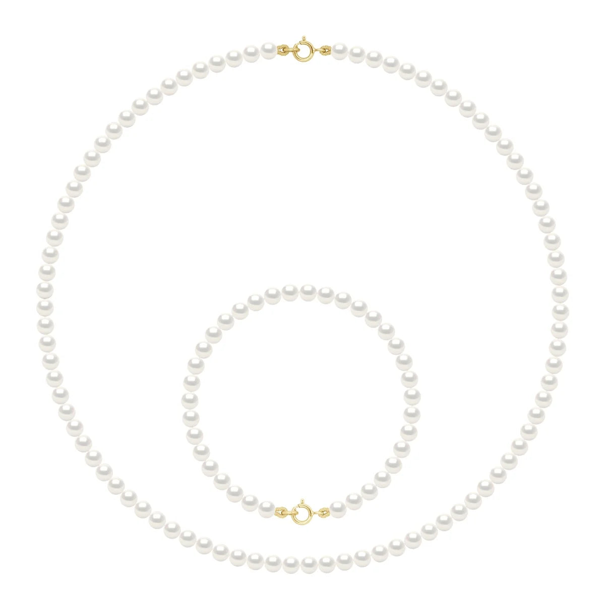 Necklace Freshwater Pearl White Yellow Gold 4-5mm