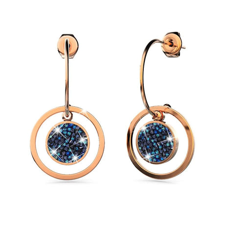 Bullion Gold Disc Drop Rose Gold Layered Earrings