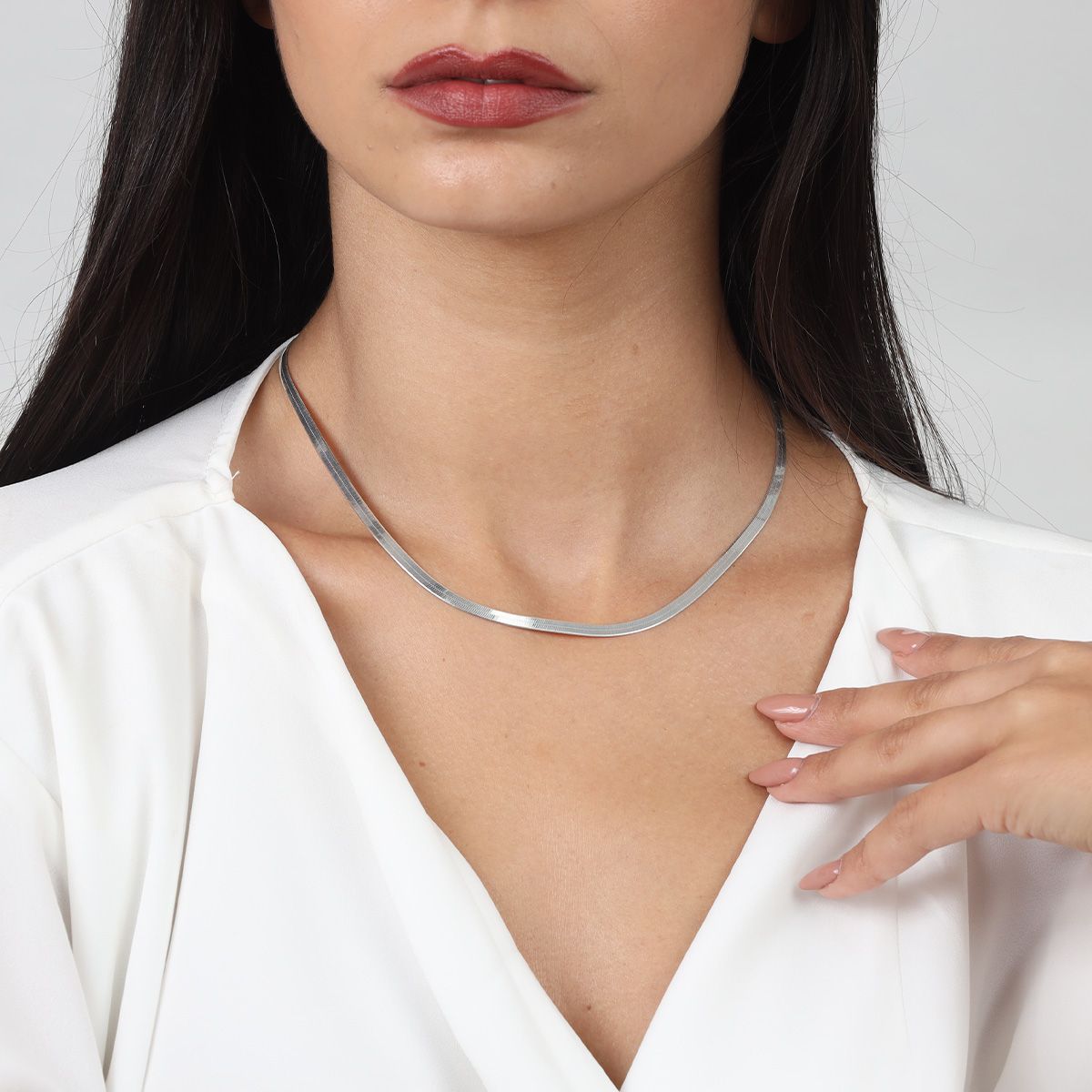 Liv Oliver Silver Flat Link Necklace
