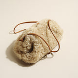 Cream Lambswool Dumpling Shoulder Bag - Cream