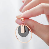 Bullion Gold Geometric Love Loop Dangle Earrings