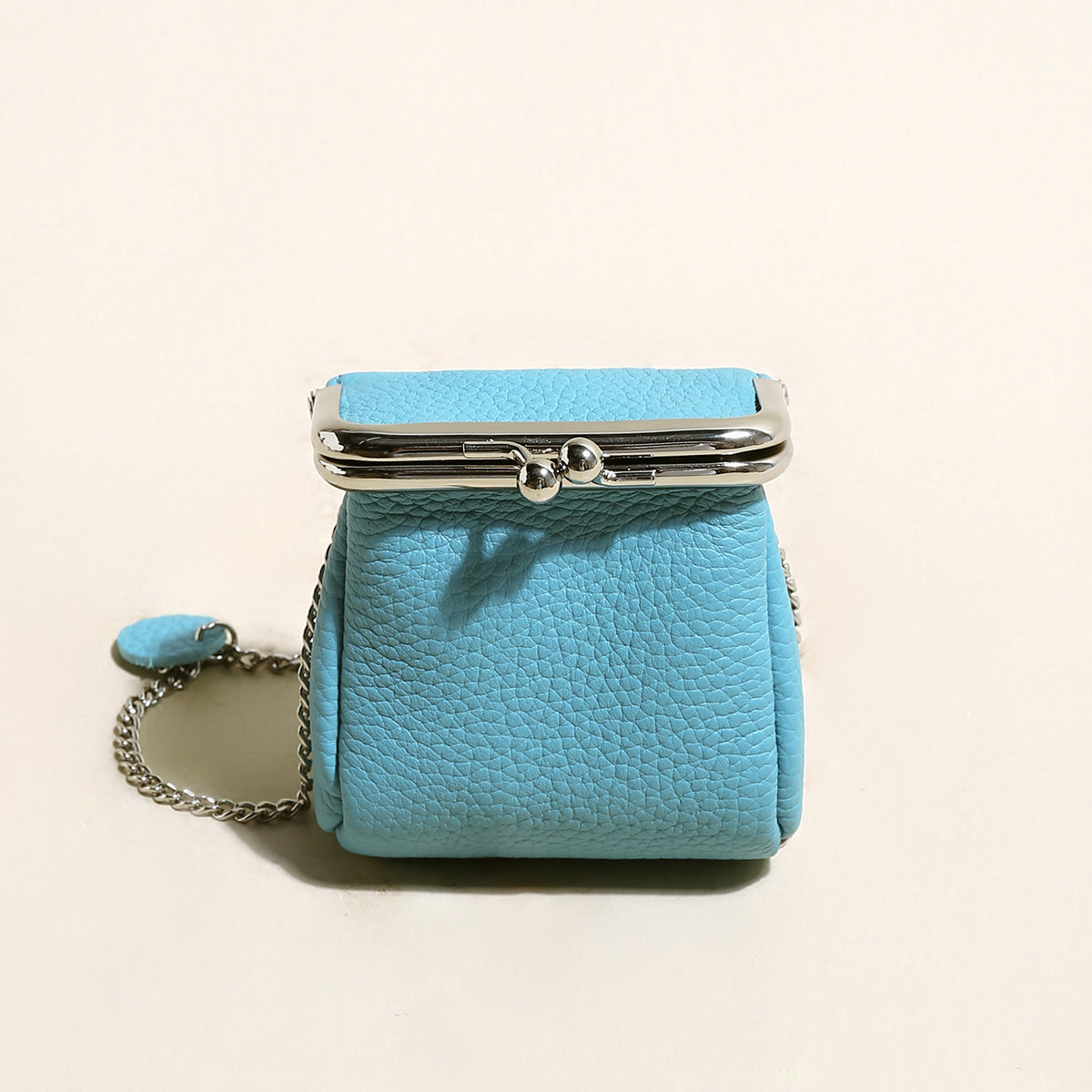 Modern Ball Clasp Wallet with Adjustable Chain Strap - Blue
