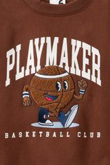 Cotton On Kids Boys Sammy Oversize Crew - Rocky Road/Playmaker Basketball Club