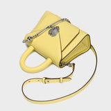 Avant Garde Silver Chain Strap Leather Top Handle Bag - Yellow