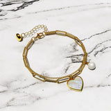 Bullion Gold From the Heart Paper Clip Chain Gold Layered Stainless Steel Bracelet