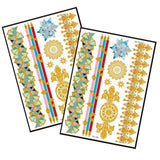 Metallic Temporary Tattoo Gold Silver Glitter Party Body Sticker Waterproof 2 Sheets 100