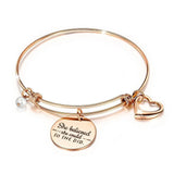Boxed Double Inspiring Heart Love Charm Rose Gold Cuff and Toggle Bangle Set