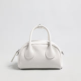 Mini Leather Bowling Top-Handle Bag - White