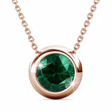 Krystal Couture Opulence Pendant Necklace Embellished with Emerald SWAROVSKI Crystals in Rose Gold