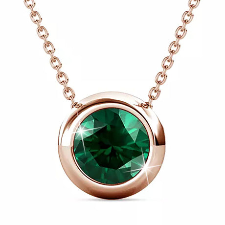 Krystal Couture Opulence Pendant Necklace Embellished with Emerald SWAROVSKI Crystals in Rose Gold