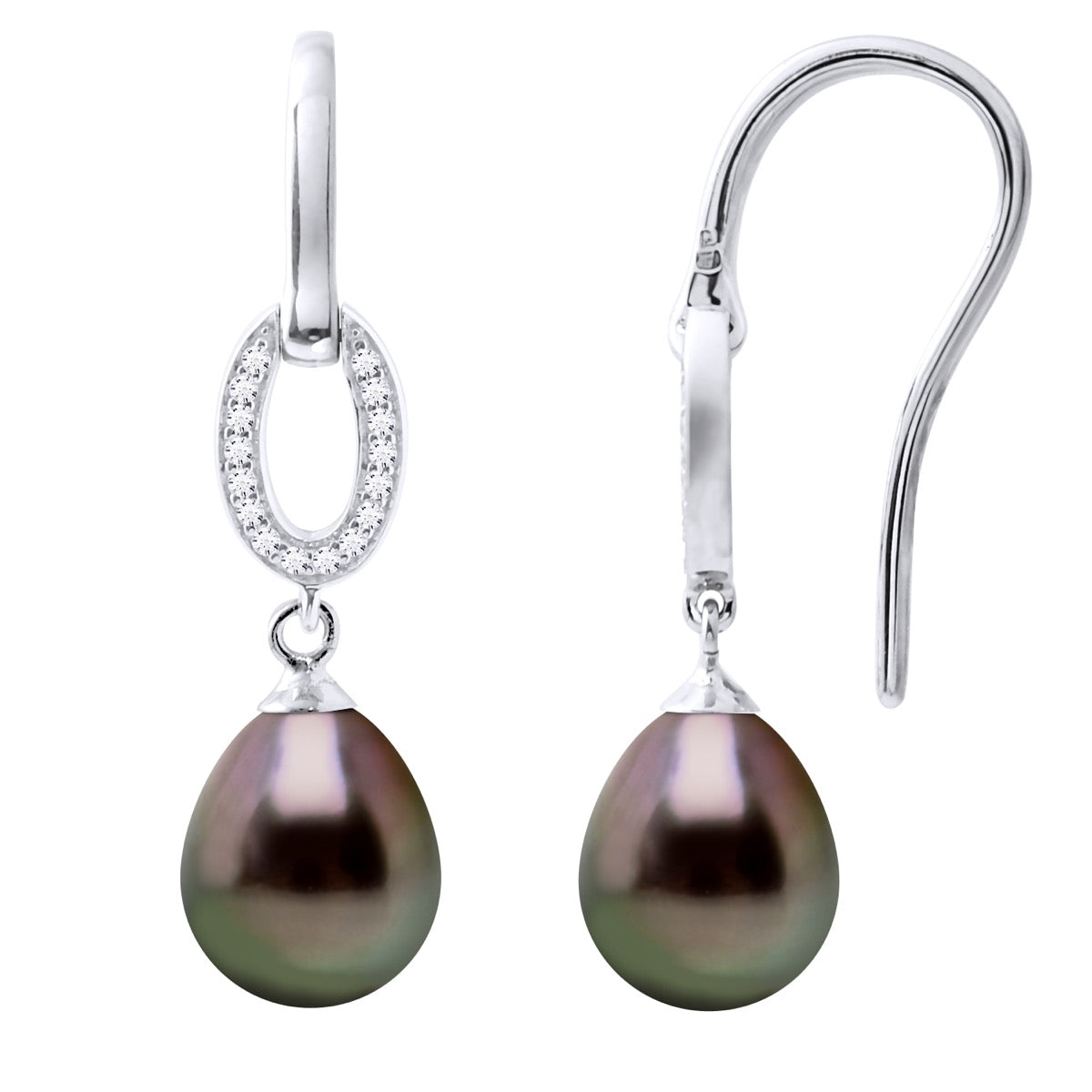 Earrings Real Cultured Tahiti Pearls Pear 8-9 mm - Longueur 42 cm