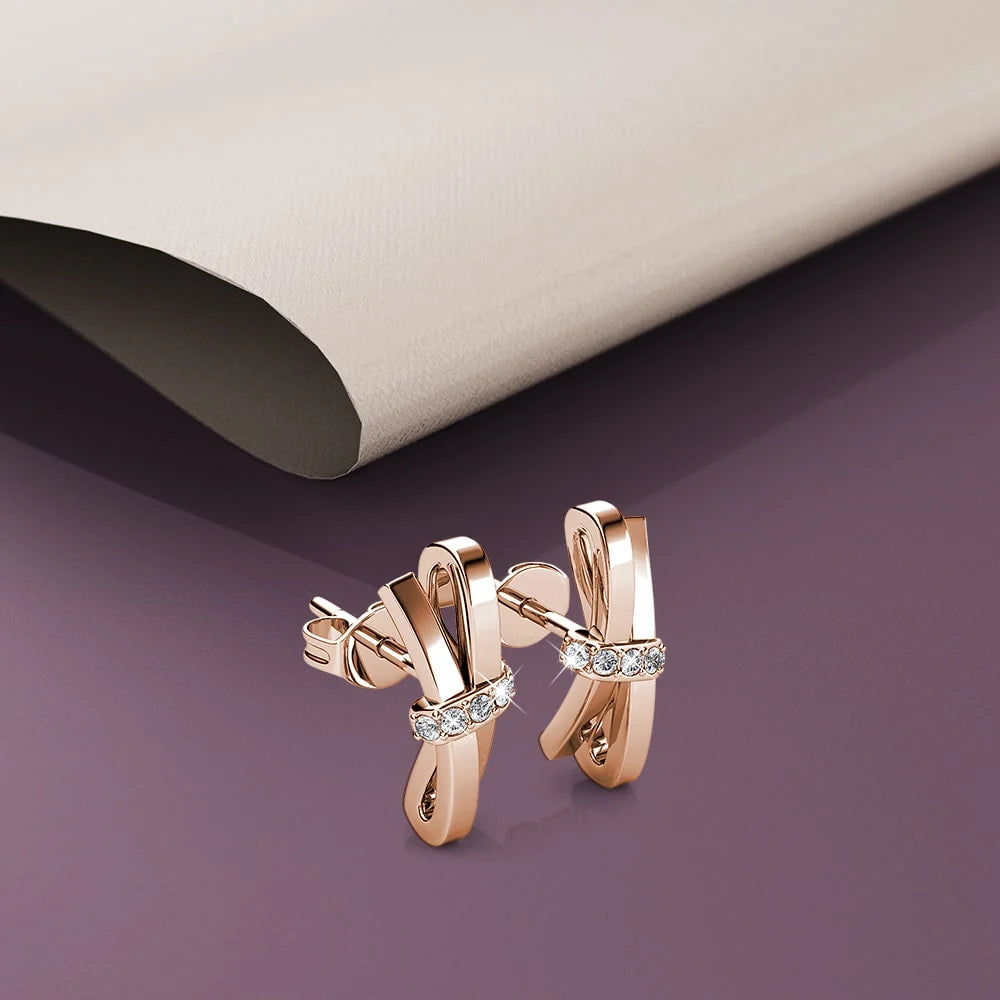 Boxed Rose Gold Watch & Earrings Set With SWAROVSKI® Crystals Embellishment