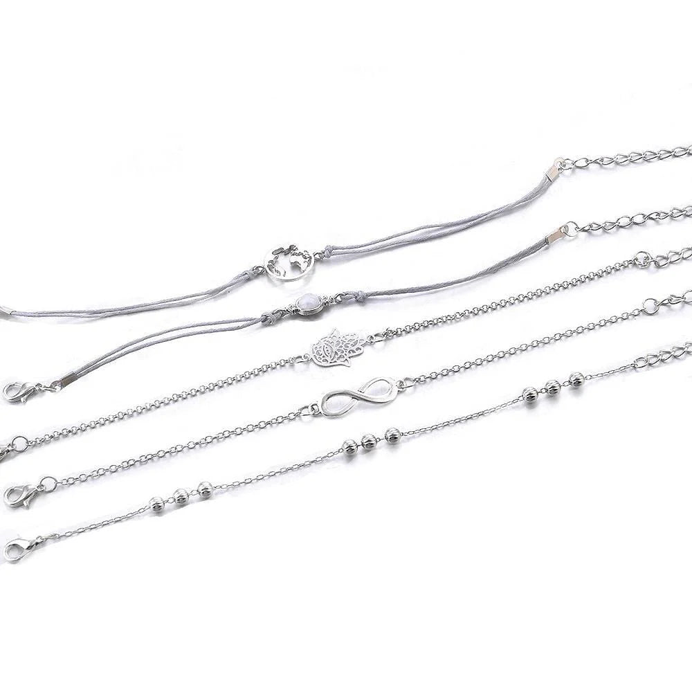 Bohemian 5-Piece Charm Bead Bracelet Set