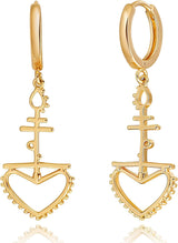 Liv Oliver 18K Gold Heart Drop Arrow Earrings