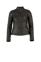 Womens Leather Biker Jacket in Black