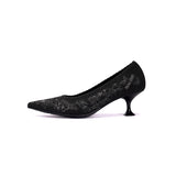 Enchanted Butterfly Pointed Toe Kitten Heels - Black