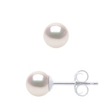Earrings In White Gold 750 and Real Cultured Pearls AKOYA Japanese Certified Round 5-6 mm - Longueur 42 cm