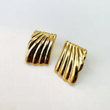 Bullion Gold Pleated Angel Gold layered Stud Earrings