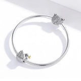 Solid 925 Sterling Duchess Swan CZ Charm