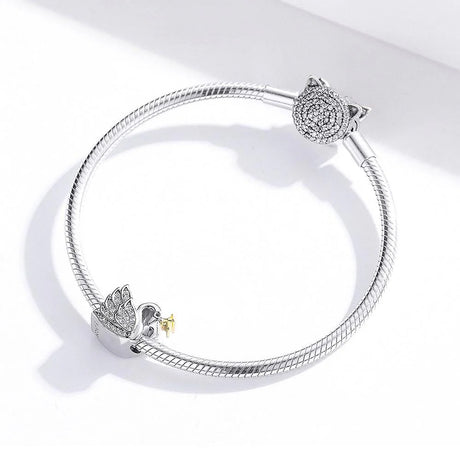 Solid 925 Sterling Duchess Swan CZ Charm
