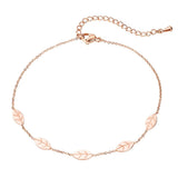 Bullion Gold Falling Leaves Chain Anklet in Rose Gold Layered Steel Jewellery
