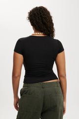 Cotton On Women's Sunday Scoop Short Sleeve - Black