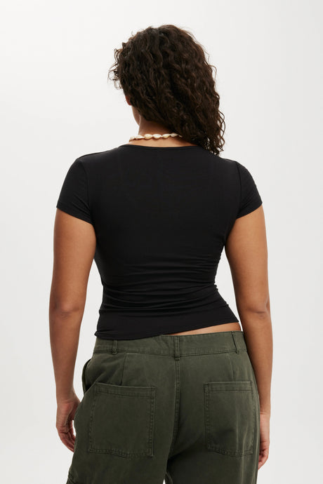 Cotton On Women's Sunday Scoop Short Sleeve - Black