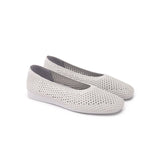 Heart Mesh Knit Square Toe Wedge Flats - Grey