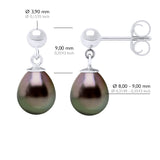 Earrings Real Cultured Tahiti Pearls Pear 8-9 mm