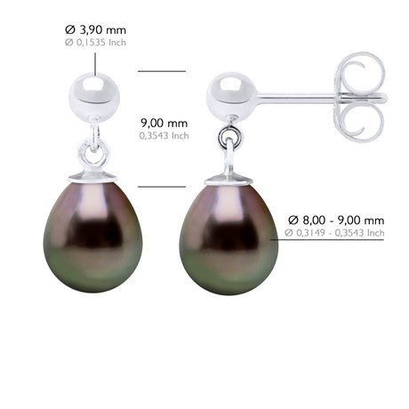 Earrings Real Cultured Tahiti Pearls Pear 8-9 mm