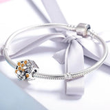 Solid 925 Sterling Silver HoneyComb Duo Bees Charm