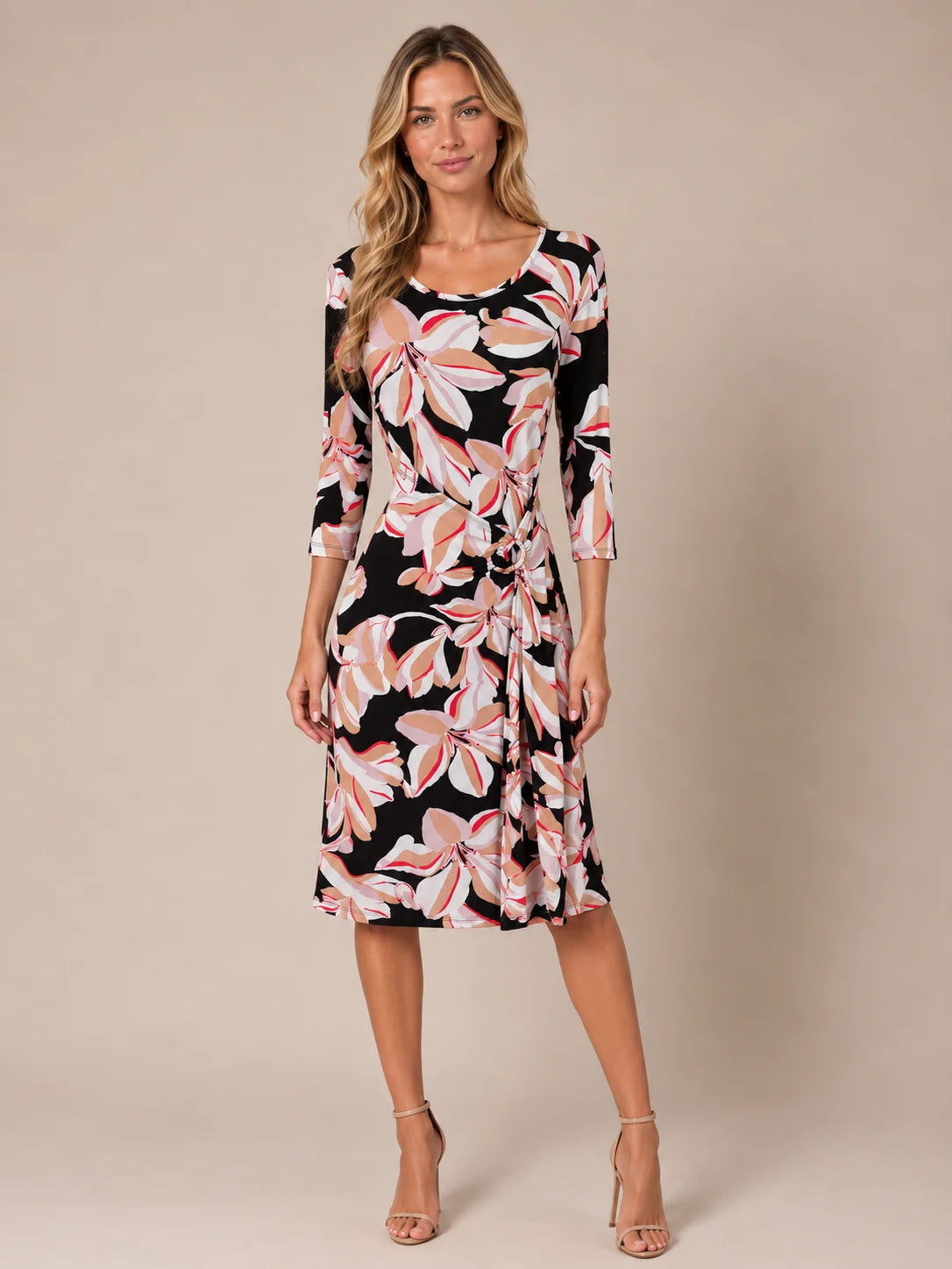 Worship Women's 3/4 sleeve  Shift Dress - Black White Red