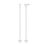 Double Earrings White Gold - Natural White - Longueur 42 cm