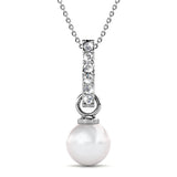 Krystal Couture Luminous Pearl Pendant Necklace in White Gold Adorned with Crystals from Swarovski