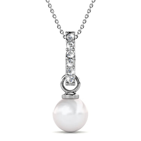 Krystal Couture Luminous Pearl Pendant Necklace in White Gold Adorned with Crystals from Swarovski