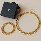 Boxed Cuban Bold Chain Necklace and Bracelet Set