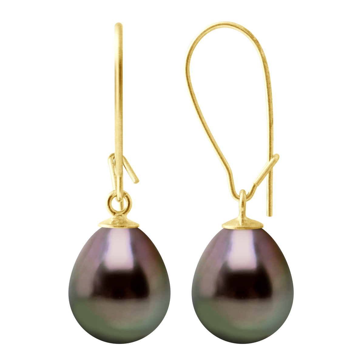 Earrings Real Cultured Tahiti Pearls Pear 9-10 mm - Longueur 42 cm