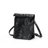 BAMEI Crinkled Roll-Top Crossbody Bag - Black