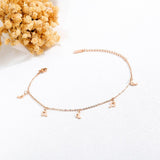 Bullion Gold Dangling Musical Note Everyday Wear Rose Gold Layered Anklet