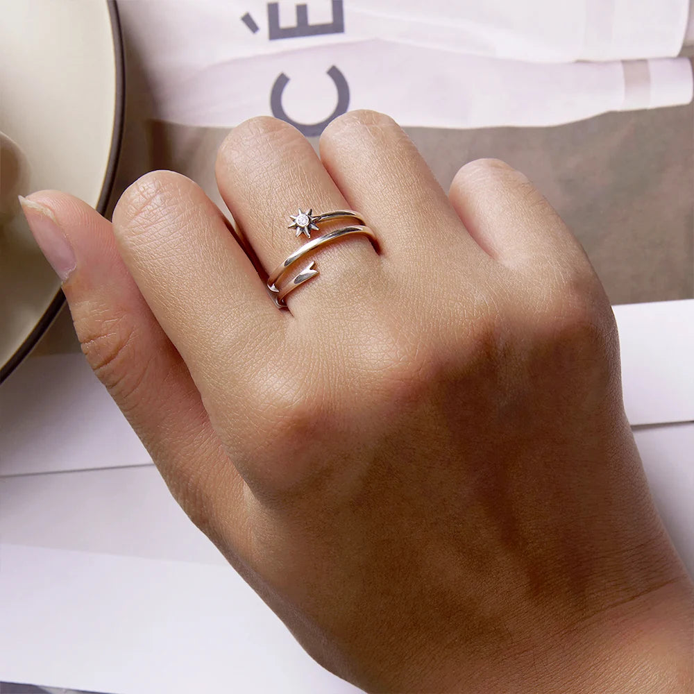Adjustable Solid 925 Sterling Silver Spinny Bloom Ring
