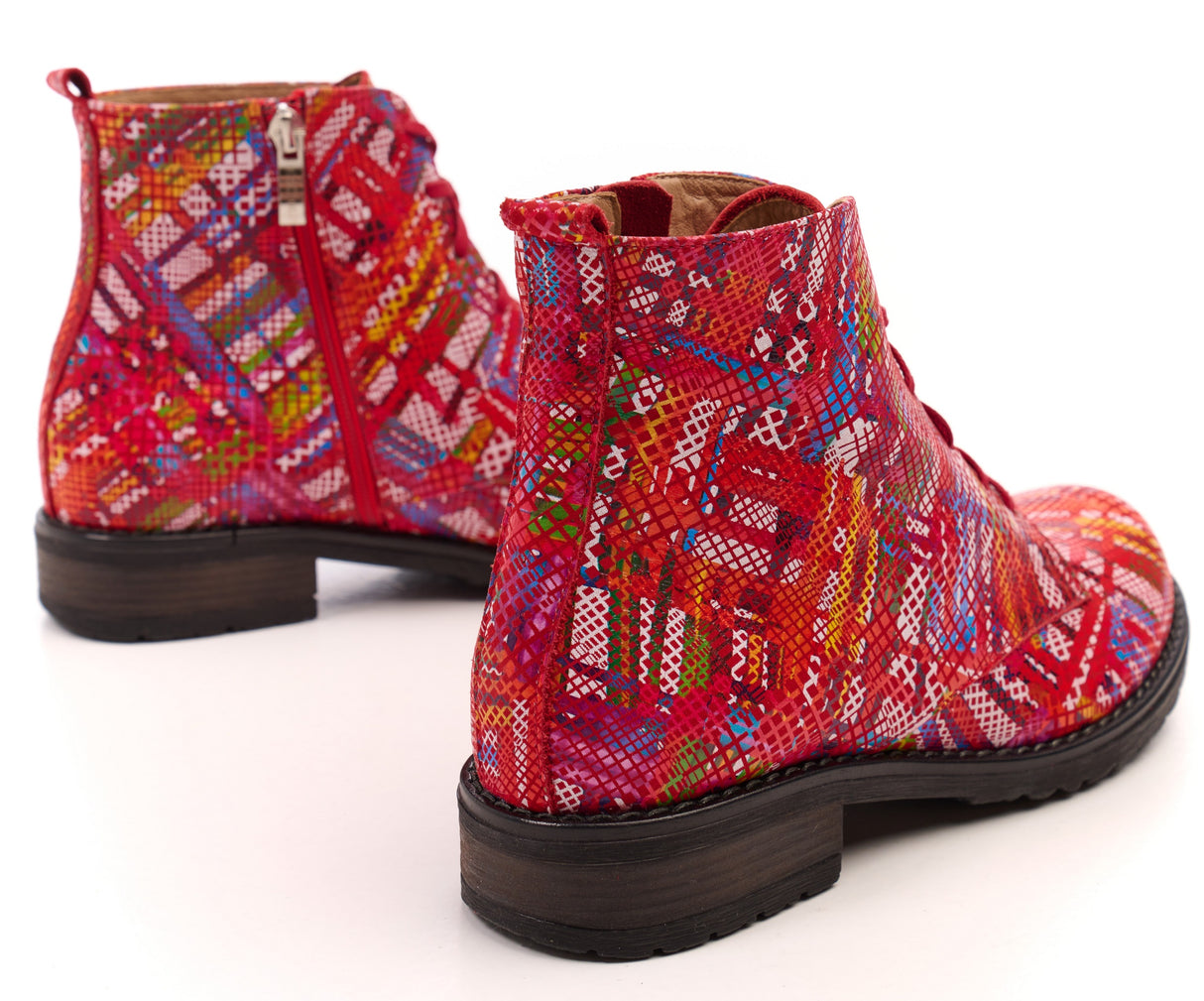 Bosccolo Womens Ankle Boots - Multi-Red