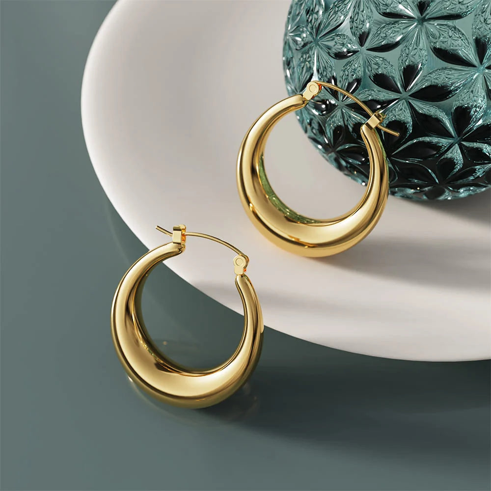 Bullion Gold Csilla Gold Dome Hoop Earrings - 35mm