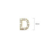 Solid 925 Sterling Silver Glamour Alphabet Letter Earrings Gold