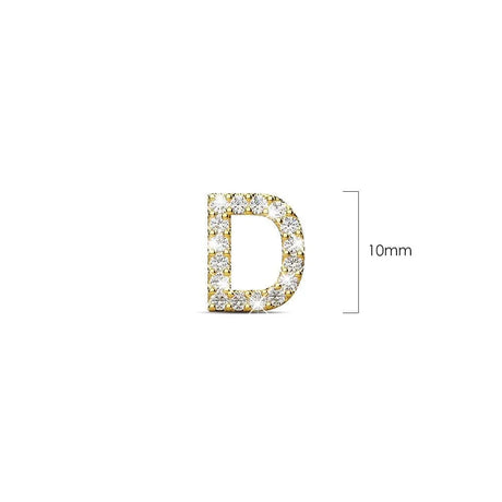 Solid 925 Sterling Silver Glamour Alphabet Letter Earrings Gold