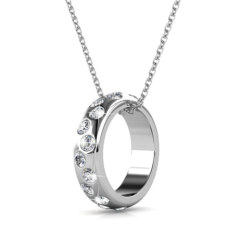 Krystal Couture Ecliptic Pendant Necklace in White Gold Adorned with SWAROVSKI Crystals