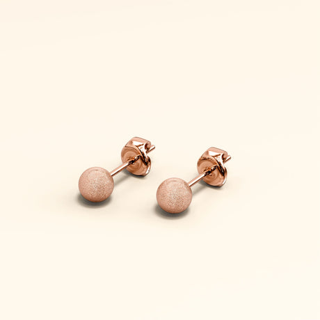 Bullion Gold Shiny Ball Stud Rose Gold Layered Earrings 5mm